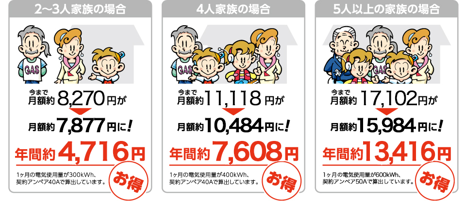 イワタニでんきの月額料金<例>