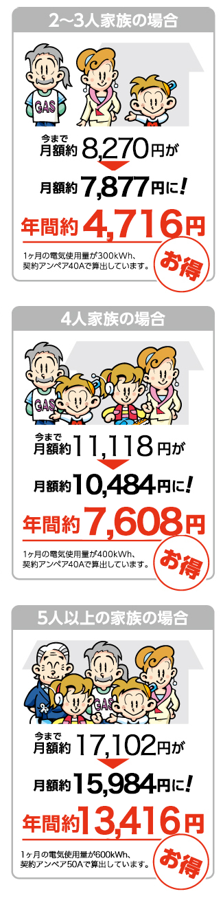イワタニでんきの月額料金<例>